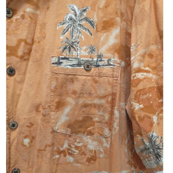 Calypso Joe Cotton Blend Hawaiian Shirt. Men's XL. Orange. - Picture 4 of 7